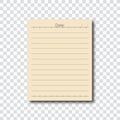 Note paper on transparent background. Lined paper for office text or business messages with date Royalty Free Stock Photo