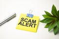 note paper written scam alert over keyboard button background Royalty Free Stock Photo