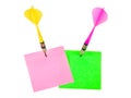 Note papers and darts arrows Royalty Free Stock Photo