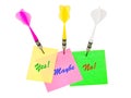 Note papers and darts arrows Royalty Free Stock Photo