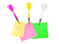 Note papers and darts arrows Royalty Free Stock Photo