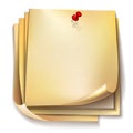 Note papers with red pin on white background. Royalty Free Stock Photo