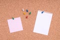 Note Papers With Tacks On Cork Royalty Free Stock Photo