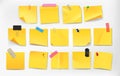 Note sticker. Realistic yellow blank , sticky notepad message, note page sheet, office stationery and color paper Royalty Free Stock Photo