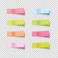 Note sticky sticker isolated. Adhesive office paper tape vector illustration. Notes sticker on transparent Royalty Free Stock Photo