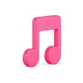 Note symbol 3d icon. Music red tone of melody