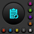 Note tagging dark push buttons with color icons