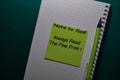 Note to self - Always Read The Fine Print! write on a sticky note isolated on Office Desk