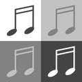 Note vector set icon. Music icon symbol. Vector music icon on w Royalty Free Stock Photo