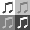 Note vector set icon. Music icon symbol. Vector music icon on w Royalty Free Stock Photo