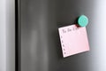 Note with words TO DO LIST on refrigerator door. Royalty Free Stock Photo