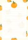 Note Writing Paper with Orange Fruit Frame Pattern Template Graphic Design Background, Printable Stationery Note Planner