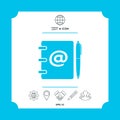 Notebook, address, phone book with email symbol and pen icon Royalty Free Stock Photo