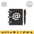 Notebook, address, phone book with email symbol and pen icon Royalty Free Stock Photo