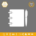 Notebook, address, phone book with pen symbol icon Royalty Free Stock Photo