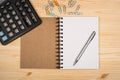 Notebook, ballpen and calculator Royalty Free Stock Photo