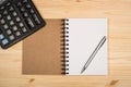 Notebook, ballpen and calculator Royalty Free Stock Photo