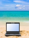 Notebook on beach Royalty Free Stock Photo