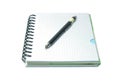 Notebook and black mecanical pencil isolated on wh Royalty Free Stock Photo