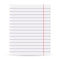 Notebook blank paper background. A sheet of paper in line. Isolated on a white background. Vector