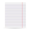 Notebook blank paper background. A sheet of paper in line. Isolated on a white background. Vector