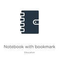 Notebook with bookmark icon vector. Trendy flat notebook with bookmark icon from education collection isolated on white background Royalty Free Stock Photo