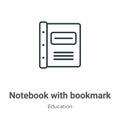 Notebook with bookmark outline vector icon. Thin line black notebook with bookmark icon, flat vector simple element illustration Royalty Free Stock Photo