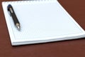 The notebook in the box with pen closeup Royalty Free Stock Photo