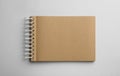 Notebook with brown paper pages on white background, top view Royalty Free Stock Photo