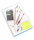 Notebook calculator pen pencil sharpener eraser