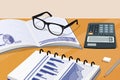 Notebook and Calculator Set Vector Illustration Royalty Free Stock Photo
