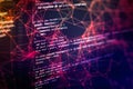 Notebook closeup photo. CSS, JavaScript and HTML usage. Monitor closeup of function source code. Abstract IT technology background Royalty Free Stock Photo