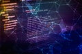 Notebook closeup photo. CSS, JavaScript and HTML usage. Monitor closeup of function source code. Abstract IT technology background Royalty Free Stock Photo