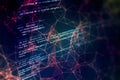 Notebook closeup photo. CSS, JavaScript and HTML usage. Monitor closeup of function source code. Abstract IT technology background Royalty Free Stock Photo