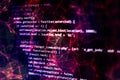 Notebook closeup photo. CSS, JavaScript and HTML usage. Monitor closeup of function source code. Abstract IT technology background Royalty Free Stock Photo