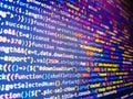 Notebook closeup photo. Forex. S. Modern web network and internet telecommunication technology. Computer script coding source code Royalty Free Stock Photo