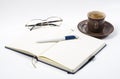 Notebook coffee and pen Royalty Free Stock Photo