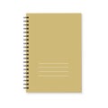 Notebook with color cover and spiral binding. Realistic copybook on white background. Vector