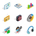 Notebook computer icons set, isometric style Royalty Free Stock Photo