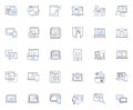Notebook computer line icons collection. portable, lightweight, versatile, efficient, productive, reliable, powerful Royalty Free Stock Photo