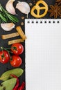Notebook for cooking recipes and spices Royalty Free Stock Photo