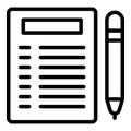 Notebook cost icon outline vector. Profit play