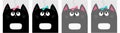 Notebook cover Composition book template. Black gray cat kitty head looking at pink blue bow. Cute cartoon character set line. Pet Royalty Free Stock Photo