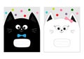 Notebook cover Composition book template. Black White cat kitty head with bow. Cute cartoon character set. Pet baby collection Car Royalty Free Stock Photo