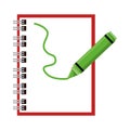 Notebook and crayon school supply isolated icon