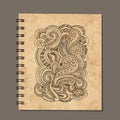 Notebook design, zenart ornament. Old grunge paper