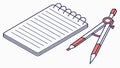 Notebook with Drafting Compass, Study and Design Tools, vector design Generative AI Royalty Free Stock Photo