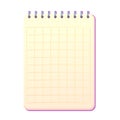 Notebook, empty paper for notes, journal with spiral top view in cartoon style isolated on white background. Royalty Free Stock Photo