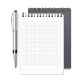 Notebook, empty spiral notepad and pen vector template for corporate identity Royalty Free Stock Photo