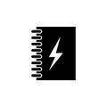 Notebook, energy, lightning icon on white background. Can be used for web, logo, mobile app, UI UX